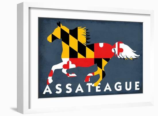 Assateague, Maryland - Horse Flag-Lantern Press-Framed Art Print