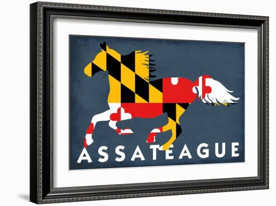 Assateague, Maryland - Horse Flag-Lantern Press-Framed Art Print