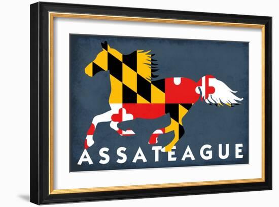 Assateague, Maryland - Horse Flag-Lantern Press-Framed Art Print