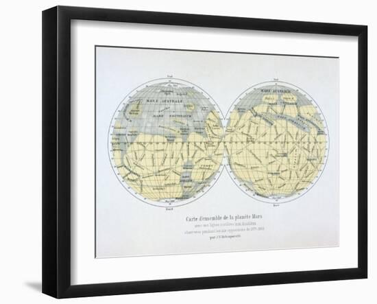 Assembled Map of the Planet Mars, from Observations Made During Six Oppositions in 1877-88-Giovanni Schiaparelli-Framed Giclee Print