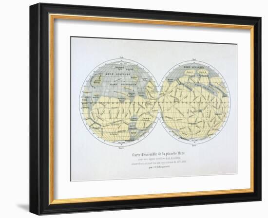 Assembled Map of the Planet Mars, from Observations Made During Six Oppositions in 1877-88-Giovanni Schiaparelli-Framed Giclee Print