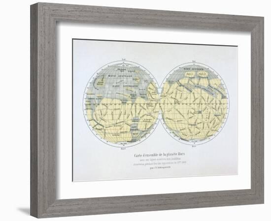 Assembled Map of the Planet Mars, from Observations Made During Six Oppositions in 1877-88-Giovanni Schiaparelli-Framed Giclee Print