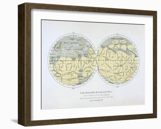 Assembled Map of the Planet Mars, from Observations Made During Six Oppositions in 1877-88-Giovanni Schiaparelli-Framed Giclee Print