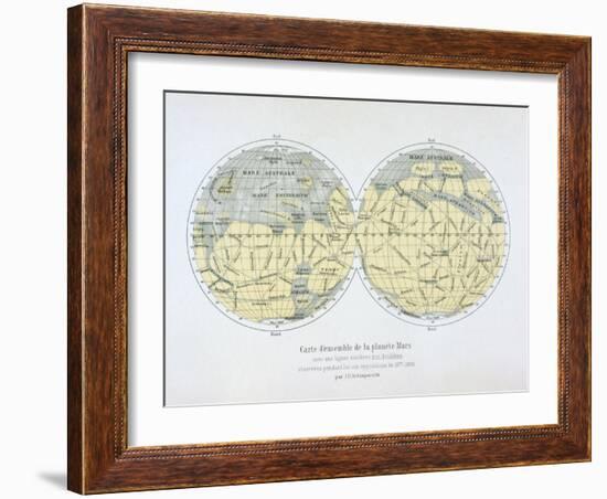 Assembled Map of the Planet Mars, from Observations Made During Six Oppositions in 1877-88-Giovanni Schiaparelli-Framed Giclee Print