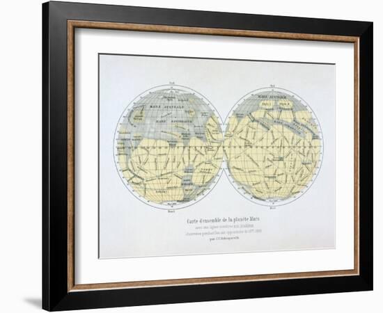 Assembled Map of the Planet Mars, from Observations Made During Six Oppositions in 1877-88-Giovanni Schiaparelli-Framed Giclee Print