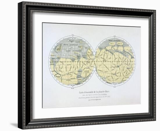 Assembled Map of the Planet Mars, from Observations Made During Six Oppositions in 1877-88-Giovanni Schiaparelli-Framed Giclee Print