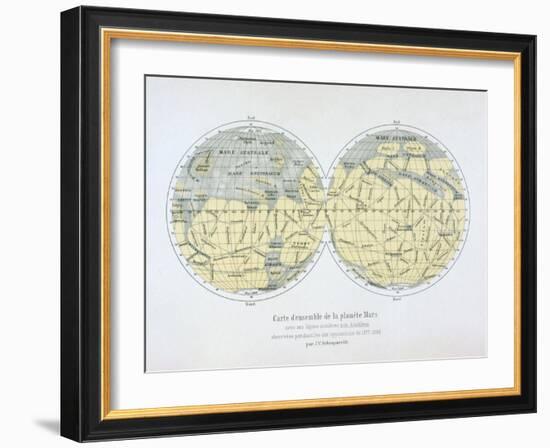 Assembled Map of the Planet Mars, from Observations Made During Six Oppositions in 1877-88-Giovanni Schiaparelli-Framed Giclee Print