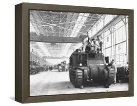 Assembling Sherman Tanks, Aiding War Effort on Home Front During WWII, Chrysler Plant in Detroit-Gordon Coster-Framed Premier Image Canvas