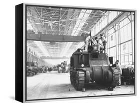 Assembling Sherman Tanks, Aiding War Effort on Home Front During WWII, Chrysler Plant in Detroit-Gordon Coster-Framed Premier Image Canvas
