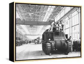 Assembling Sherman Tanks, Aiding War Effort on Home Front During WWII, Chrysler Plant in Detroit-Gordon Coster-Framed Premier Image Canvas