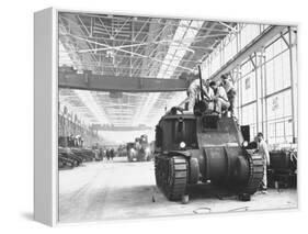 Assembling Sherman Tanks, Aiding War Effort on Home Front During WWII, Chrysler Plant in Detroit-Gordon Coster-Framed Premier Image Canvas