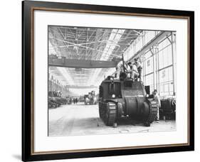 Assembling Sherman Tanks, Aiding War Effort on Home Front During WWII, Chrysler Plant in Detroit-Gordon Coster-Framed Premium Photographic Print