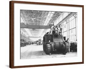 Assembling Sherman Tanks, Aiding War Effort on Home Front During WWII, Chrysler Plant in Detroit-Gordon Coster-Framed Premium Photographic Print