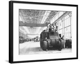 Assembling Sherman Tanks, Aiding War Effort on Home Front During WWII, Chrysler Plant in Detroit-Gordon Coster-Framed Premium Photographic Print
