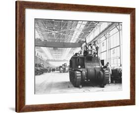 Assembling Sherman Tanks, Aiding War Effort on Home Front During WWII, Chrysler Plant in Detroit-Gordon Coster-Framed Premium Photographic Print
