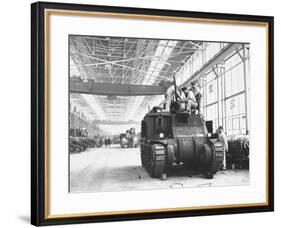 Assembling Sherman Tanks, Aiding War Effort on Home Front During WWII, Chrysler Plant in Detroit-Gordon Coster-Framed Premium Photographic Print