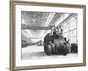 Assembling Sherman Tanks, Aiding War Effort on Home Front During WWII, Chrysler Plant in Detroit-Gordon Coster-Framed Premium Photographic Print