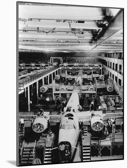 Assembly of B-24 Bombers at Willow Run Plant-null-Mounted Photographic Print
