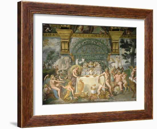 Assembly of the Gods, Fresco, 1525-35-Giulio Romano-Framed Giclee Print