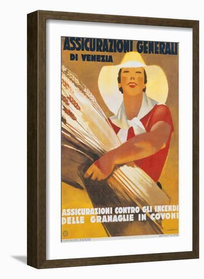 Assicurazioni Generali di Venezia (Poster for Crop Insurance)-Marcello Dudovich-Framed Art Print