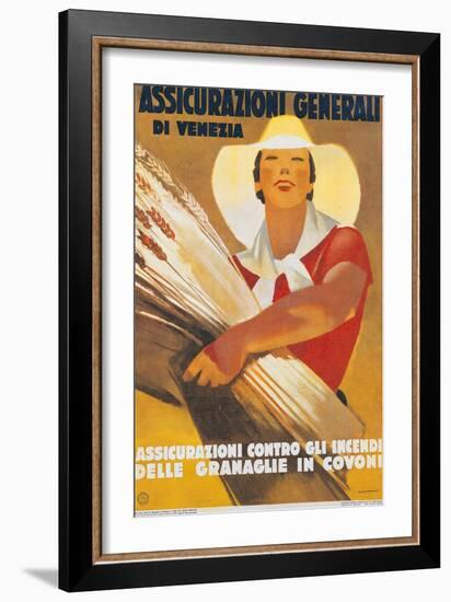 Assicurazioni Generali di Venezia (Poster for Crop Insurance)-Marcello Dudovich-Framed Art Print