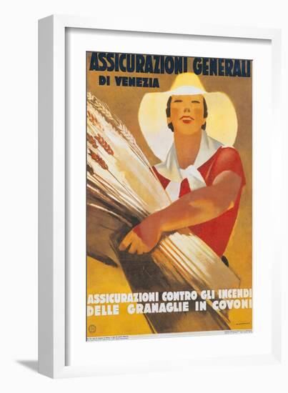 Assicurazioni Generali di Venezia (Poster for Crop Insurance)-Marcello Dudovich-Framed Art Print