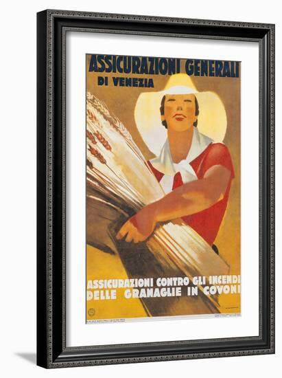 Assicurazioni Generali di Venezia (Poster for Crop Insurance)-Marcello Dudovich-Framed Art Print