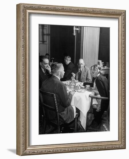 Associate Consultant to America Delegation Dr. W. E. B. Dubois, Eating Lunch with Other Consultants-Peter Stackpole-Framed Photographic Print