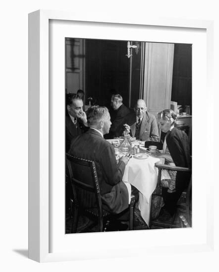 Associate Consultant to America Delegation Dr. W. E. B. Dubois, Eating Lunch with Other Consultants-Peter Stackpole-Framed Photographic Print