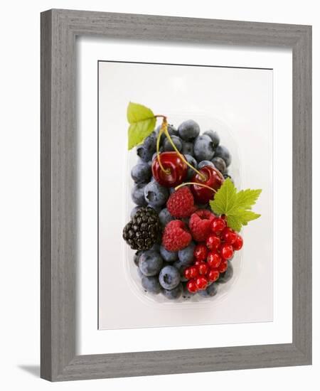 Assorted Berries and Two Cherries in Plastic Punnet-null-Framed Photographic Print