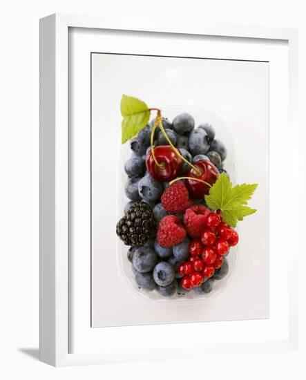 Assorted Berries and Two Cherries in Plastic Punnet-null-Framed Photographic Print