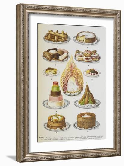 Assorted Cakes and Desserts-Isabella Beeton-Framed Giclee Print