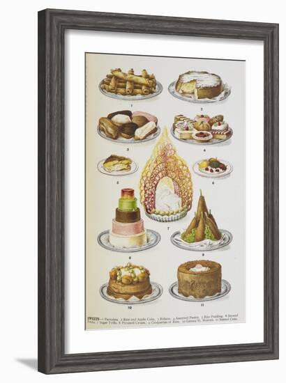 Assorted Cakes and Desserts-Isabella Beeton-Framed Giclee Print