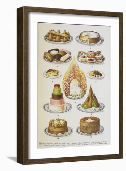 Assorted Cakes and Desserts-Isabella Beeton-Framed Giclee Print