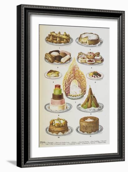 Assorted Cakes and Desserts-Isabella Beeton-Framed Giclee Print