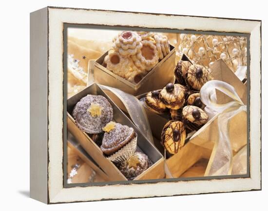 Assorted Christmas Biscuits in Gift Boxes-null-Framed Premier Image Canvas