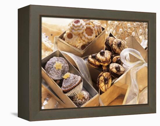 Assorted Christmas Biscuits in Gift Boxes-null-Framed Premier Image Canvas