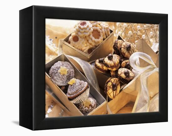 Assorted Christmas Biscuits in Gift Boxes-null-Framed Premier Image Canvas