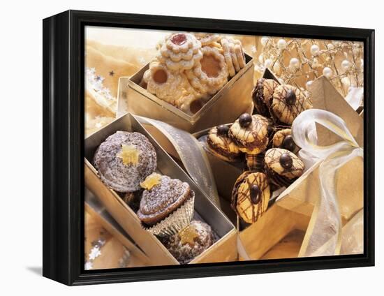 Assorted Christmas Biscuits in Gift Boxes-null-Framed Premier Image Canvas