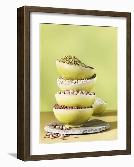 Assorted Dried Lentils and Beans in Bowls-Armin Zogbaum-Framed Photographic Print