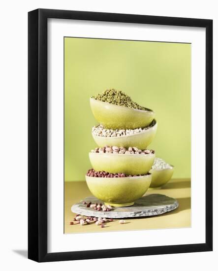 Assorted Dried Lentils and Beans in Bowls-Armin Zogbaum-Framed Photographic Print