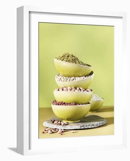 Assorted Dried Lentils and Beans in Bowls-Armin Zogbaum-Framed Photographic Print