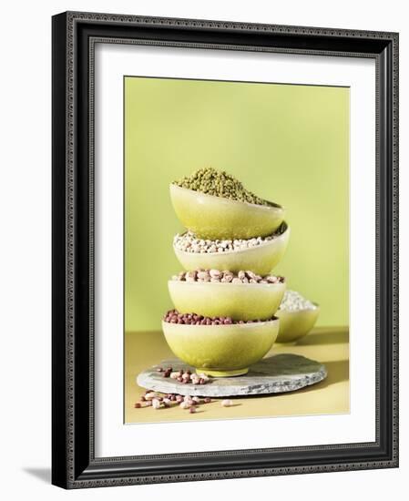 Assorted Dried Lentils and Beans in Bowls-Armin Zogbaum-Framed Photographic Print