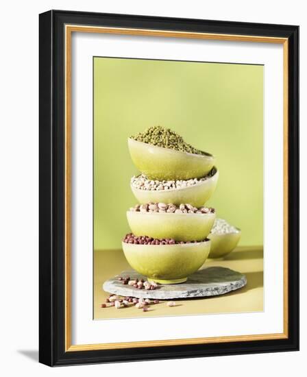 Assorted Dried Lentils and Beans in Bowls-Armin Zogbaum-Framed Photographic Print