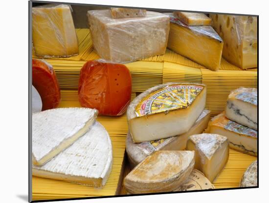 Assorted French Cheeses on a Market Stall, La Flotte, Ile De Re, Charente-Maritime, France, Europe-Richardson Peter-Mounted Photographic Print