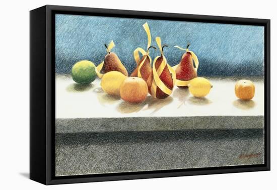 Assorted Fruit and Ribbons-Helen J. Vaughn-Framed Premier Image Canvas