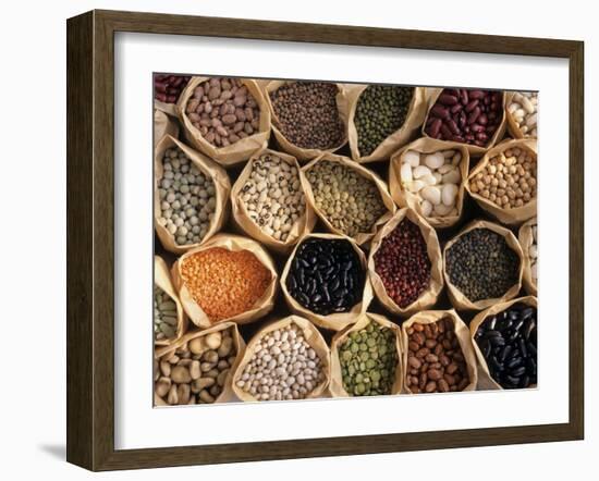 Assorted Peas, Lentils and Beans in Paper Bags-null-Framed Photographic Print