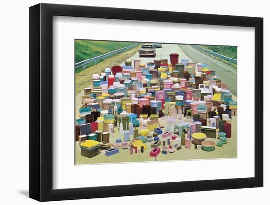 Assorted Plastic Household Containers on Highway-Found Image Press-Framed Photographic Print