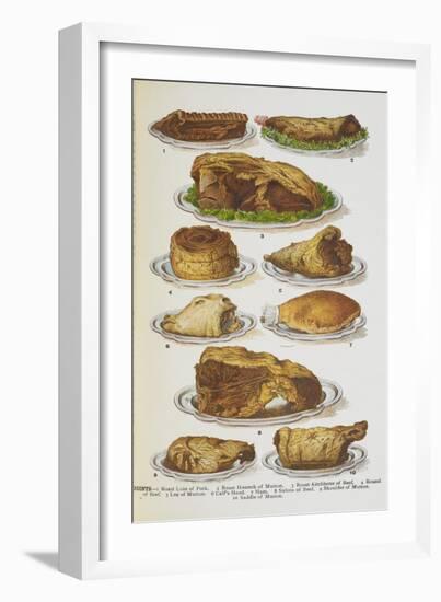 Assorted Roast Meats Including Pork, Mutton and Beef-Isabella Beeton-Framed Giclee Print