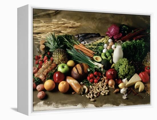 Assortment of Fruits, Vegetables & Nuts-null-Framed Premier Image Canvas